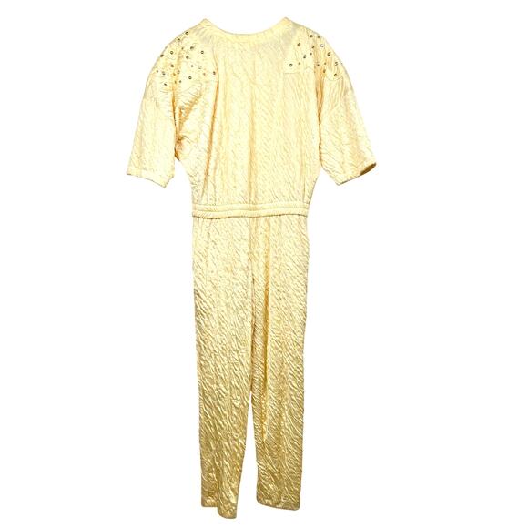 Vintage 80s Hi Tech By Dina Womens Jumpsuit Sz S Rhinestone Quilted Romper - Picture 7 of 13